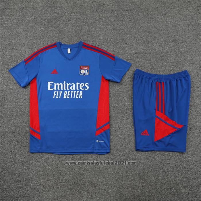 Fato de Treino Lyon Manga Curta 2022-2023 Azul - Calcas Curta